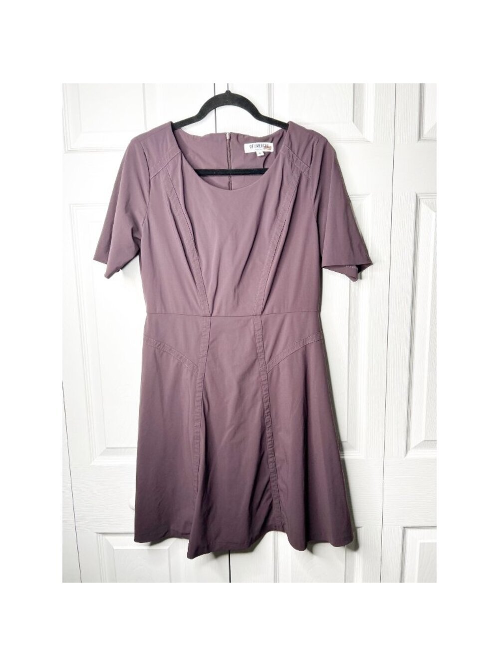 Of Mercer Sullivan Purple Short Sleeve Back Zip Dress Women's Size 8